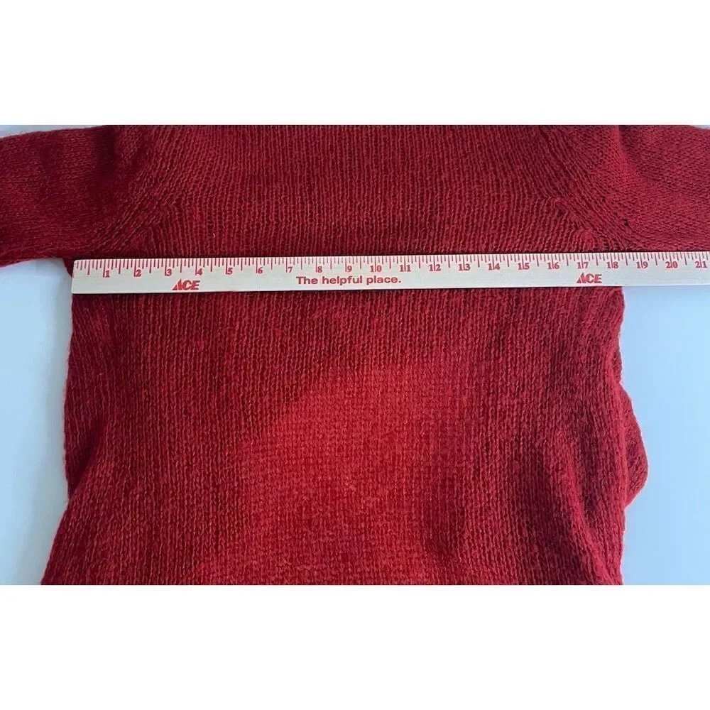 Wooden Ships Cardigan Sweater Womens S M Red Wool Mohair Open Long Sleeve